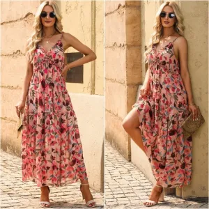 Floral Frill Trim Maxi Dress