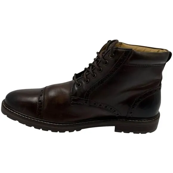 Florsheim Fanway Mens Cap Toe Brogue Brown Leather Boots 11874-215 Size 9D Preow