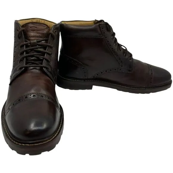 Florsheim Fanway Mens Cap Toe Brogue Brown Leather Boots 11874-215 Size 9D Preow