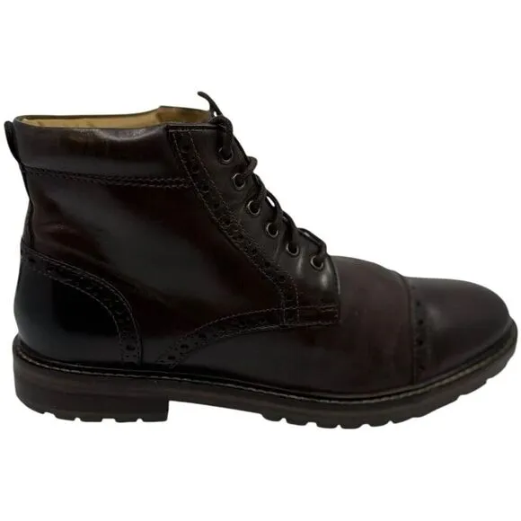 Florsheim Fanway Mens Cap Toe Brogue Brown Leather Boots 11874-215 Size 9D Preow