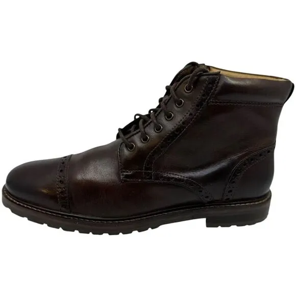 Florsheim Fanway Mens Cap Toe Brogue Brown Leather Boots 11874-215 Size 9D Preow