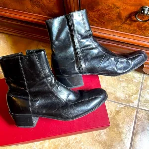 Florsheim Men’s Stylish Duke Bike Toe Black Leather Zipper Boots, Size 10.5