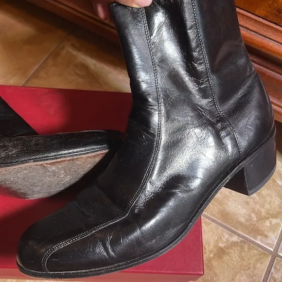 Florsheim Men’s Stylish Duke Bike Toe Black Leather Zipper Boots, Size 10.5