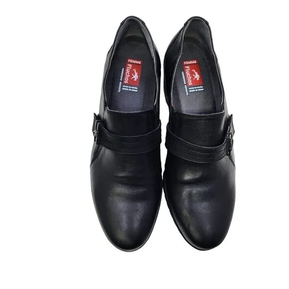 Fluchos Charis F0942 Women's Comfort Slip-On Shoes Size 39 Black Leather