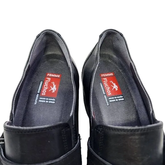 Fluchos Charis F0942 Women's Comfort Slip-On Shoes Size 39 Black Leather