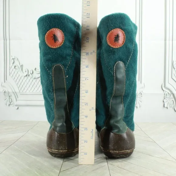 FLY London mid-calf green wool boots, HTF