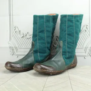 FLY London mid-calf green wool boots, HTF