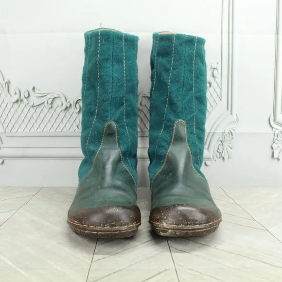 FLY London mid-calf green wool boots, HTF