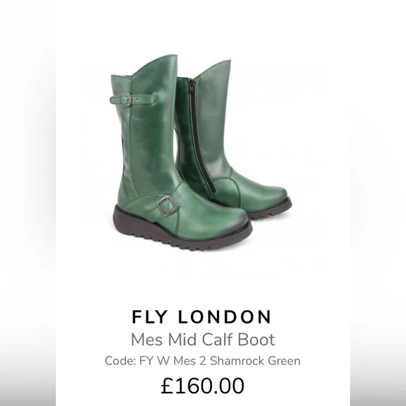 FLY London mid-calf green wool boots, HTF