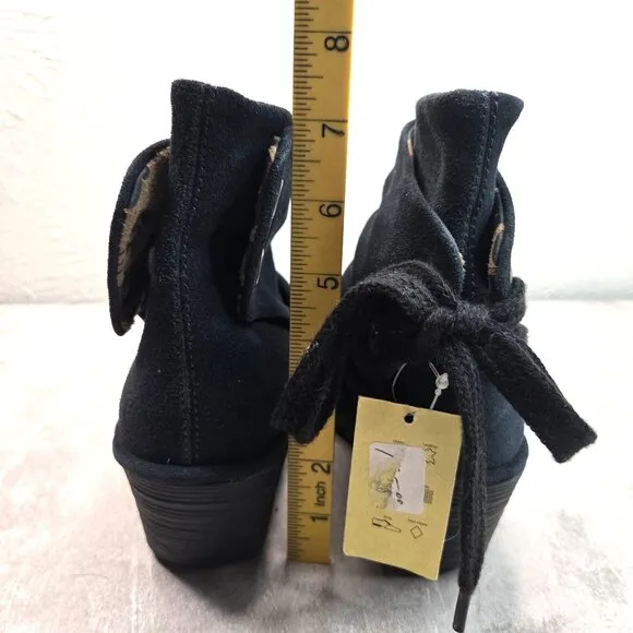 Fly London Yebi Wedge Ankle Booties Black Suede Comfort Chunky Platform Boots