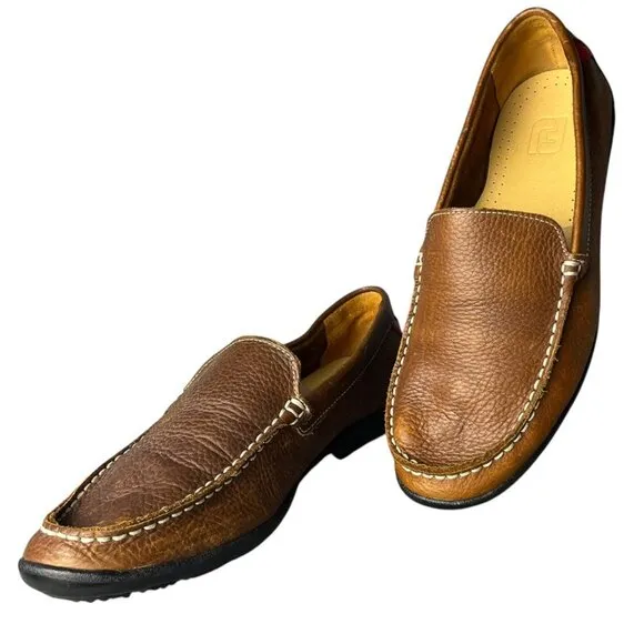 FootJoy Men's Size 9.5 Club Casuals Brown Leather Loafers Comfort Slip Ons