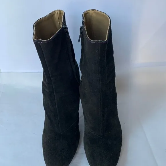 Fornarina Y2K Brown Black Suede Rainbow Contrast Stitch Round Toe Boots  Size 38