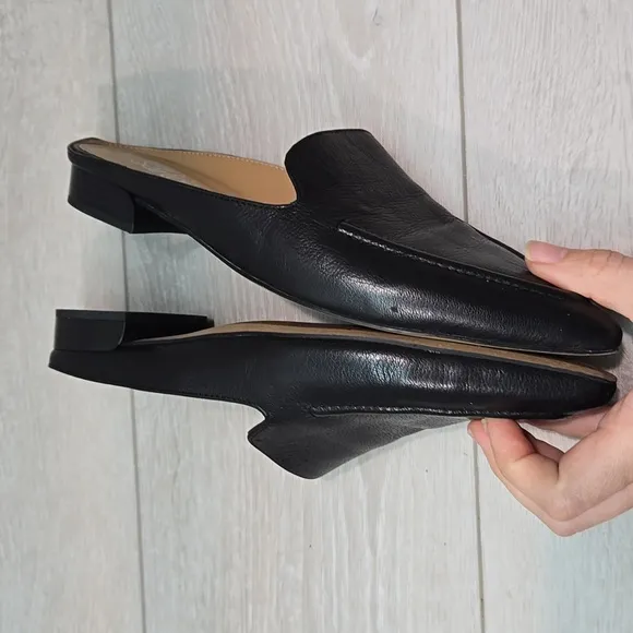 Franco Sarto Anthropologie Women's  Sela Black Leather Mules Pointed Toe Sz 8M