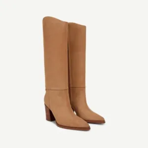 Franco Sarto Knee High Boot In Pastorial Taupe Beige Suede