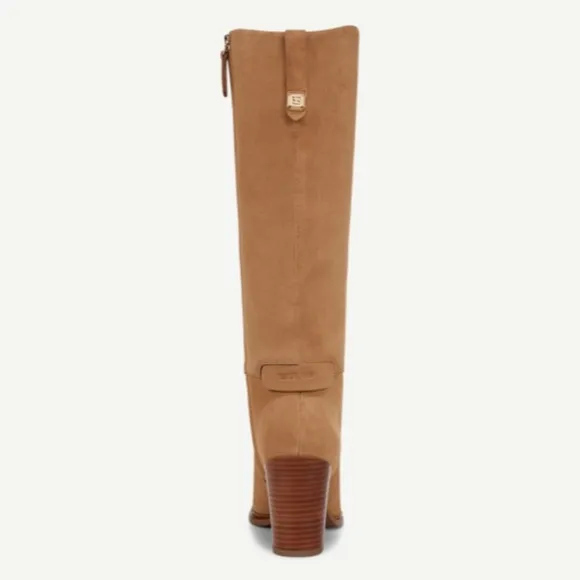 Franco Sarto Knee High Boot In Pastorial Taupe Beige Suede