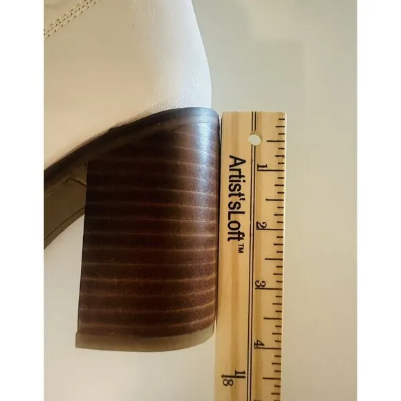 FRANCO SARTO Stevie Mid-Calf Boots Putty Leather Block Heel Women's 8 NEW