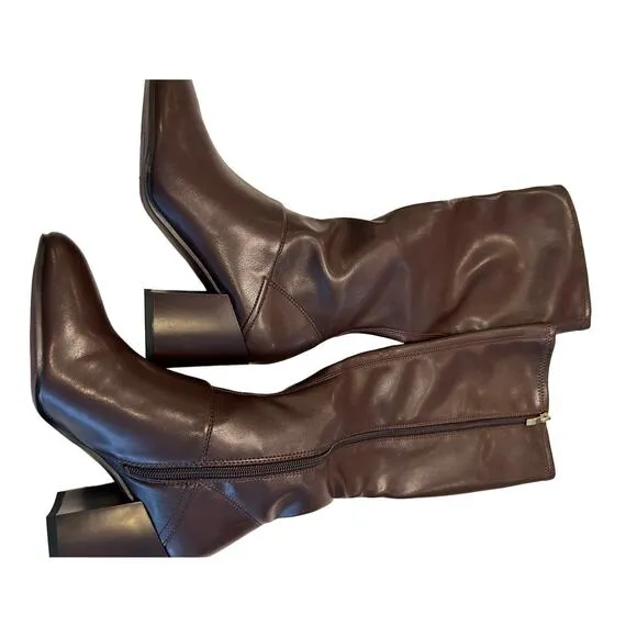 Franco Tribute Cordovan Brown Knee High Boot  Women's Size 6W, Stylish and Comfy