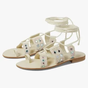 FREE PEOPLE Beige Crochet Lace Up Sandals - 9.5