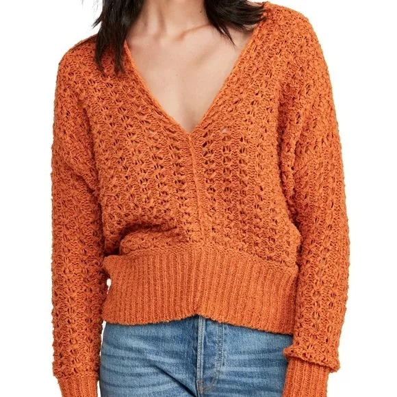 Free People Best of You Sweater, Sunset Orange, size S