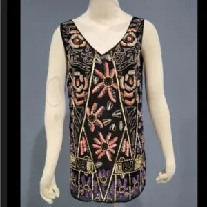 Free People black sequin beaded heavily embellished statement piece mini dress