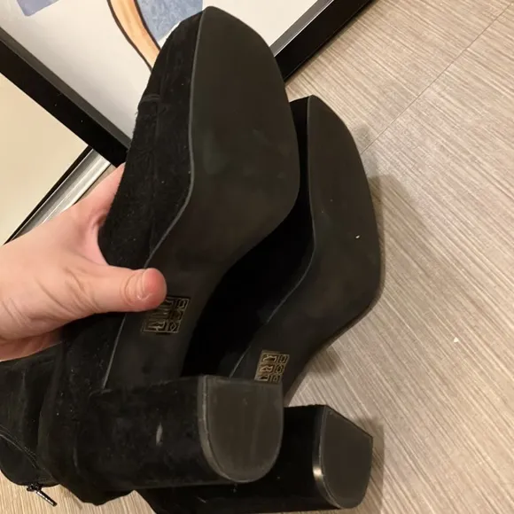 Free People Day For Night suede platform heeled booties in black EU 40 = US 9.5