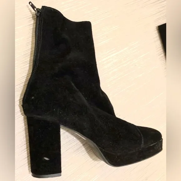 Free People Day For Night suede platform heeled booties in black EU 40 = US 9.5