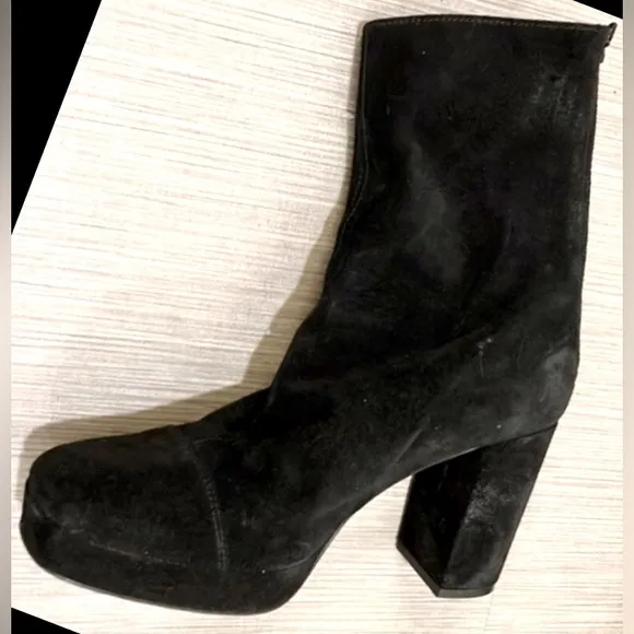 Free People Day For Night suede platform heeled booties in black EU 40 = US 9.5
