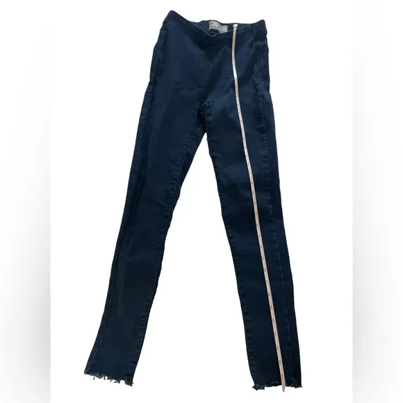Free People Easy Goes It High Waist Pull on jeggings leggings jeans dark blue 24