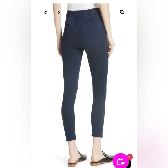 Free People Easy Goes It High Waist Pull on jeggings leggings jeans dark blue 24
