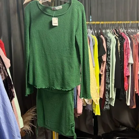 Free People FP Beach Cabo Sweater Skirt Set in Green