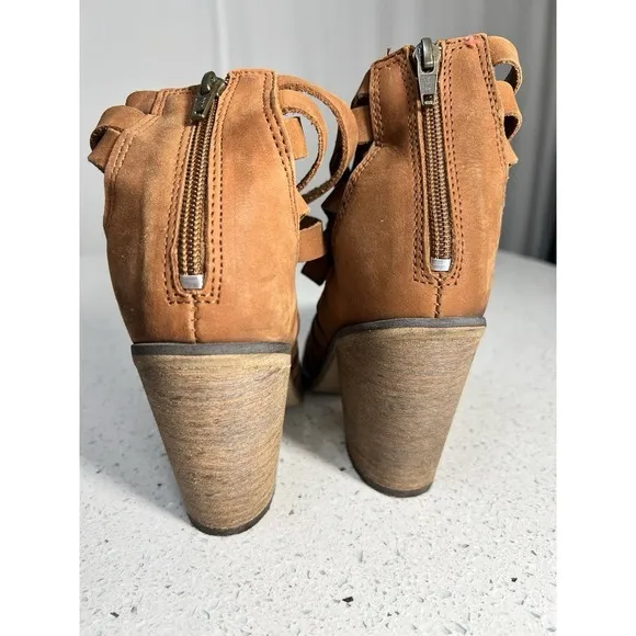 Free People Hybrid Strappy Block Heel Women Suede Bootie Boots Eu 38 US 8‎