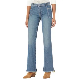 Free People Izzy Mid Rise Flared Jeans - Light Wash, Size 29, Boho Vintage Look
