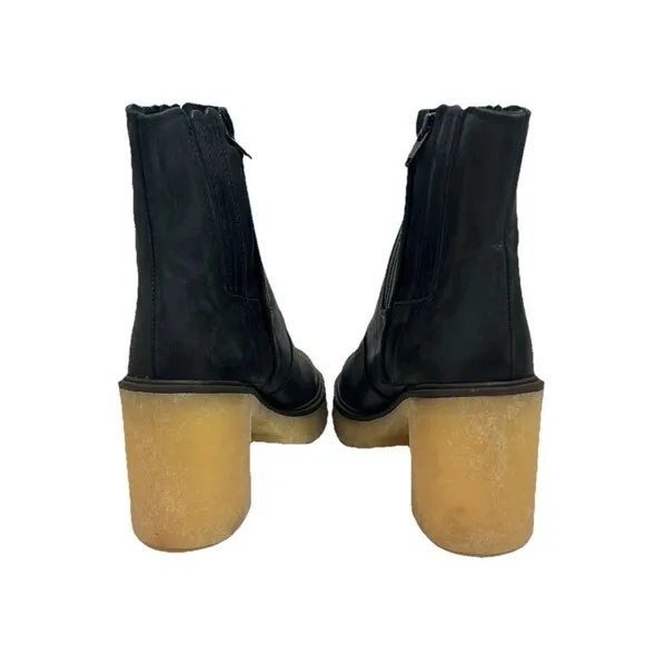 Free People James Chelsea Boot Womens Sz 9 (39.5) Black Leather Chunky Gum Sole