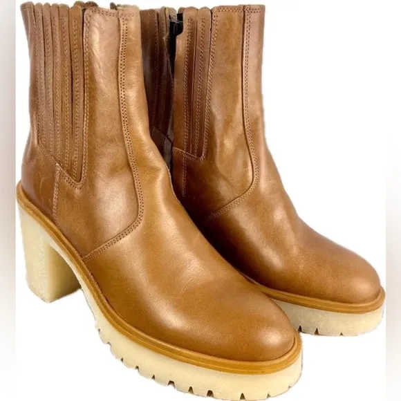 Free People | James Leather Chelsea Boot | 37.5 / 7.5 | Tan | EUC