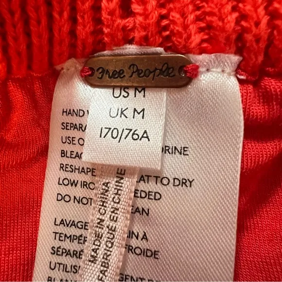 Free People Long Crochet Maxi Skirt Size Med Bright Orange