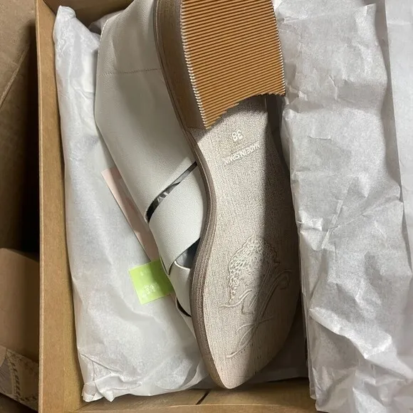 FREE PEOPLE Sun Valley Leather Open-toe D'orsay Sandals in White Size 38 NIB