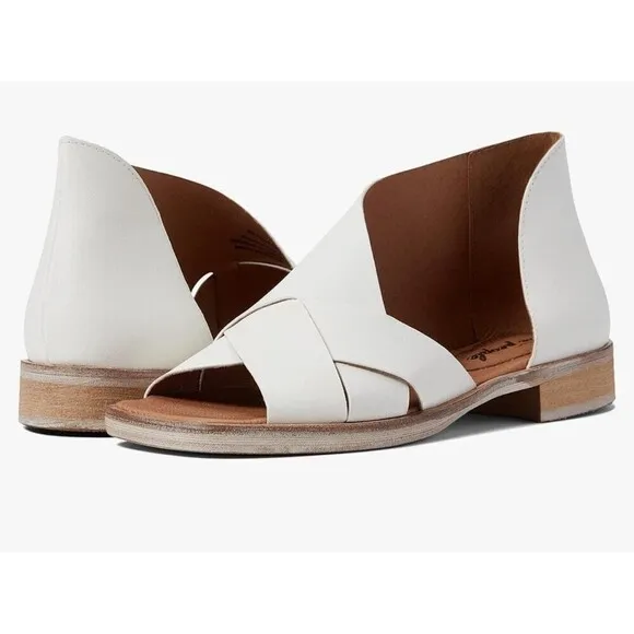 FREE PEOPLE Sun Valley Leather Open-toe D'orsay Sandals in White Size 38 NIB