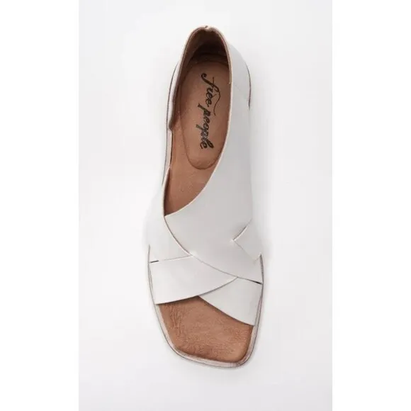 FREE PEOPLE Sun Valley Leather Open-toe D'orsay Sandals in White Size 38 NIB