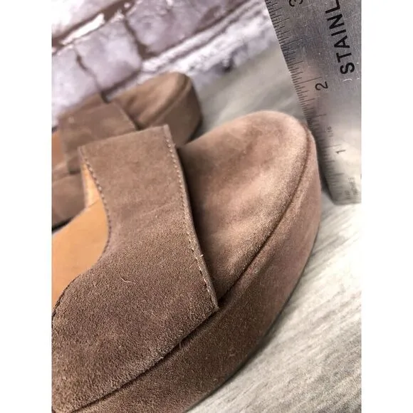 Free People Plum Taupe Suede Platform Ankle Strap Sandals Women Sz 38EU/7.5M US