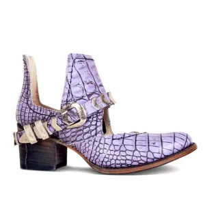 Freebird by Steven Blade Croco Boots Leather Women Sz 8 purple