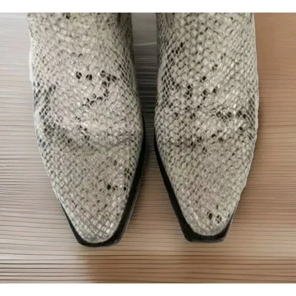 Freebird by Steven Size 7 Boots Joey Snake Embossed Leather Buckle Pointed Toe