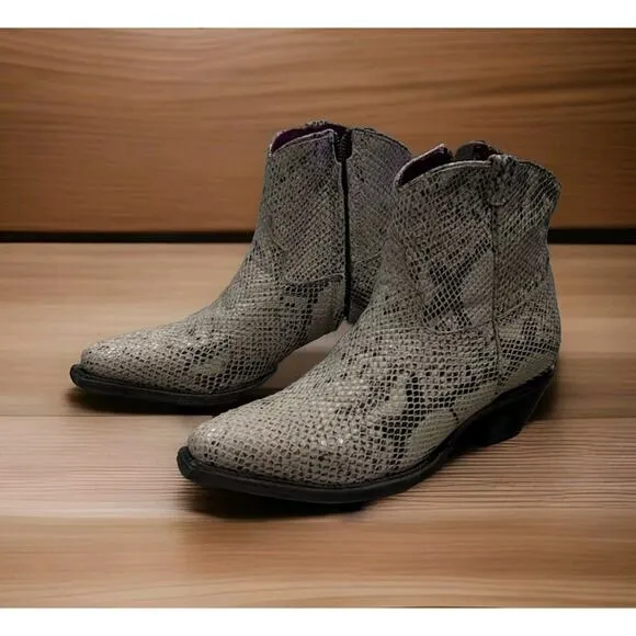 Freebird by Steven Size 7 Boots Joey Snake Embossed Leather Buckle Pointed Toe
