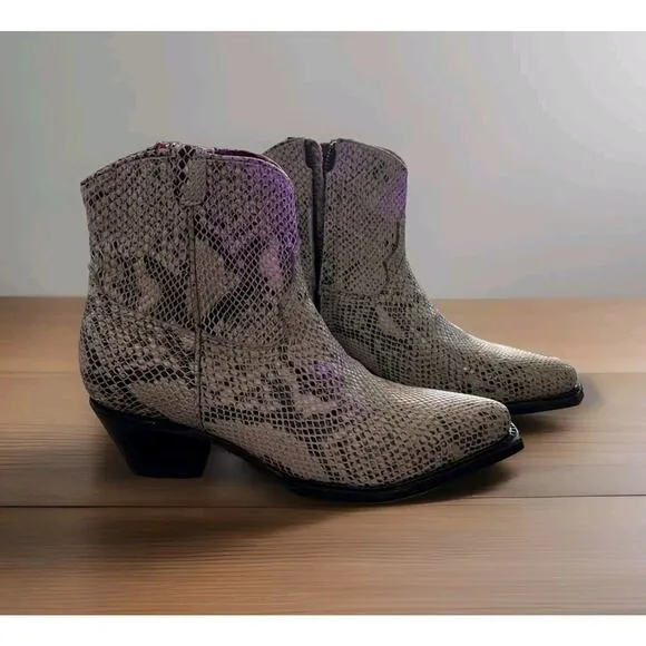 Freebird by Steven Size 7 Boots Joey Snake Embossed Leather Buckle Pointed Toe