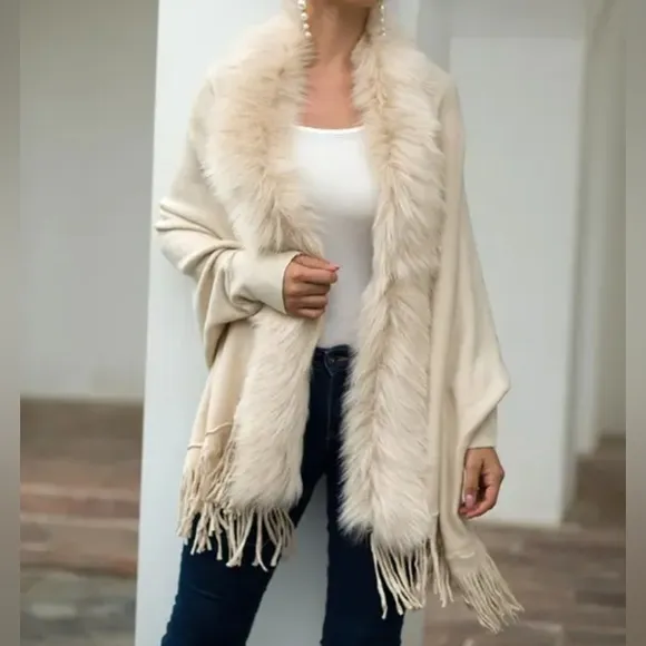 Fringed Elegance Open Poncho