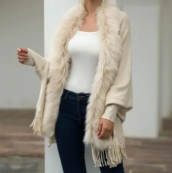 Fringed Elegance Open Poncho