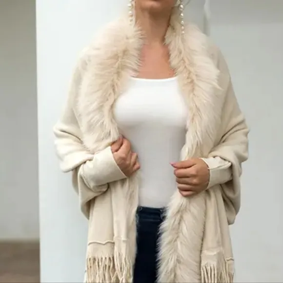 Fringed Elegance Open Poncho