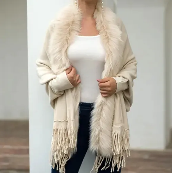 Fringed Elegance Open Poncho