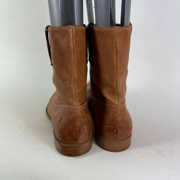 Frye Anna Shortie Boots Womens 7 Brown Leather Pull-On Ankle Booties 3479261-CAM