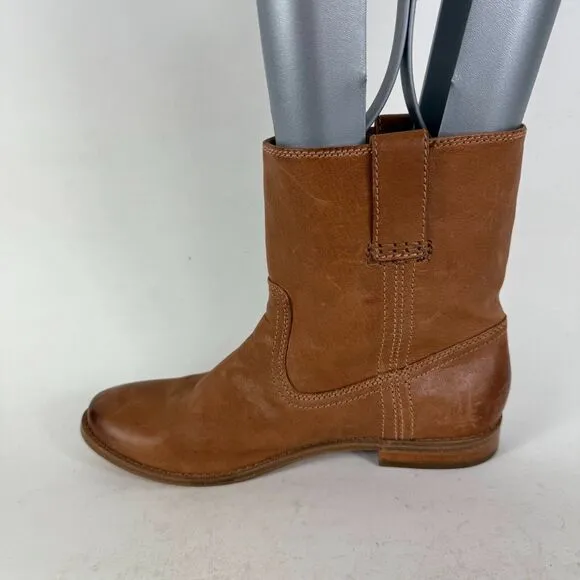 Frye Anna Shortie Boots Womens 7 Brown Leather Pull-On Ankle Booties 3479261-CAM
