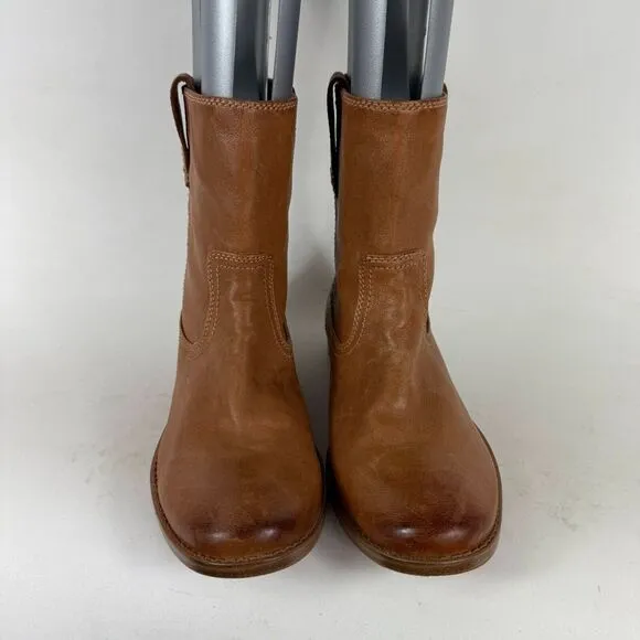 Frye Anna Shortie Boots Womens 7 Brown Leather Pull-On Ankle Booties 3479261-CAM